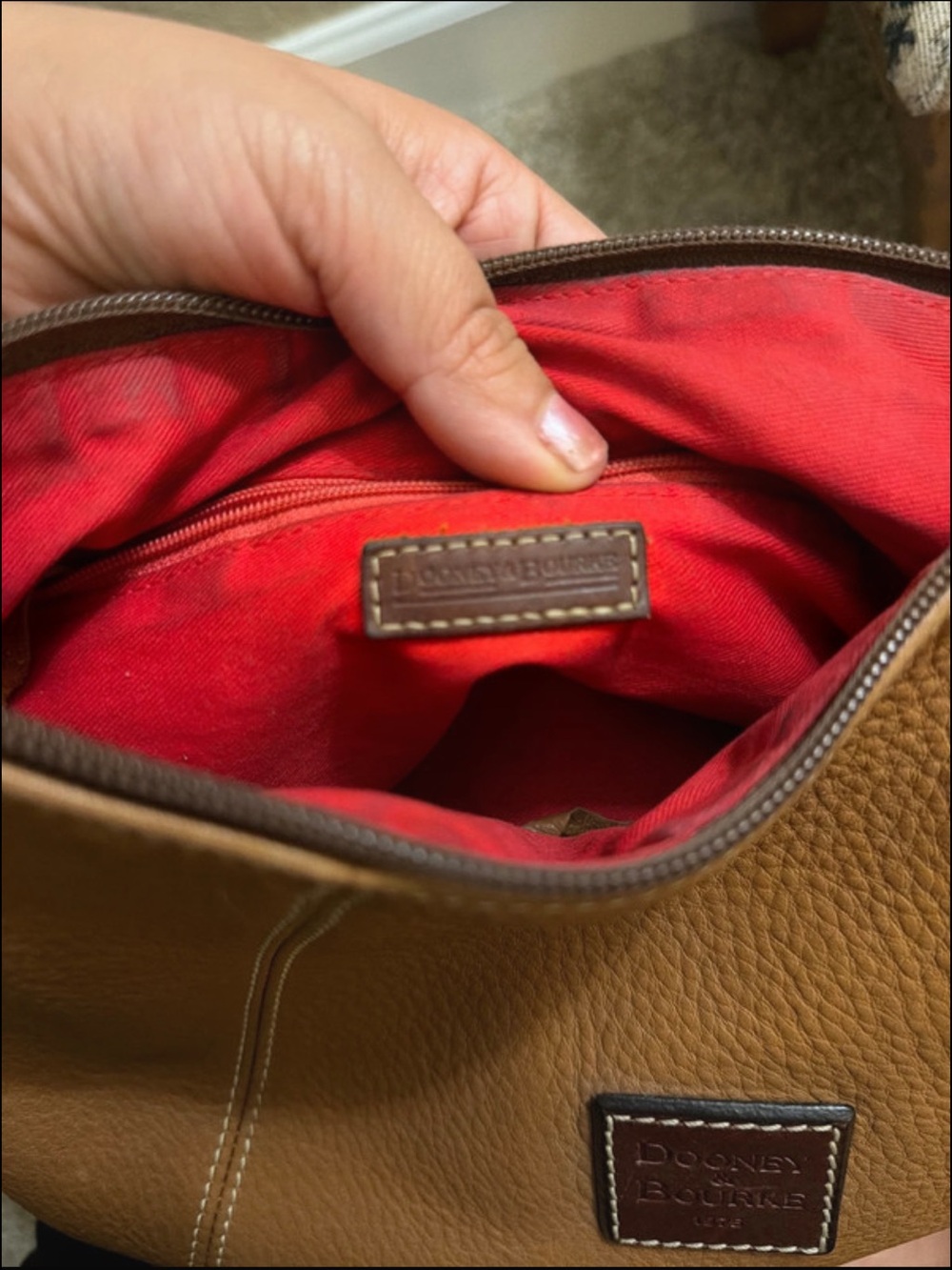 Dooney & Bourke Tan Pebble Leather Shoulder Bag - Picture 7 of 8